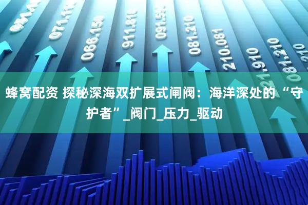 蜂窝配资 探秘深海双扩展式闸阀：海洋深处的 “守护者”_阀门_压力_驱动