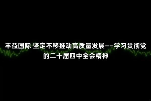丰益国际 坚定不移推动高质量发展——学习贯彻党的二十届四中全会精神